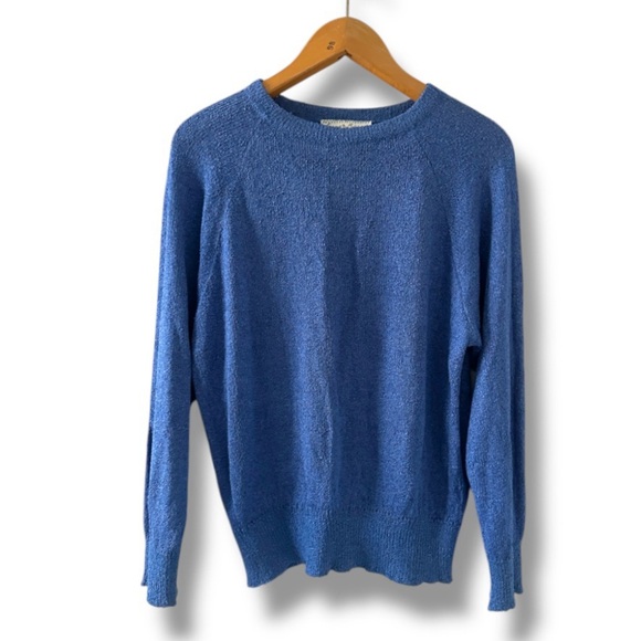 Vintage 90s French Rags Hand Loomed Blue Long Sleeve Sweater Women’s Size Medium - Picture 1 of 15